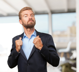 blond businessman happy expression