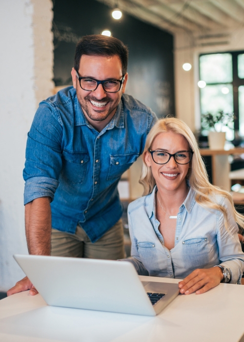 Two creative small business owners at work.
